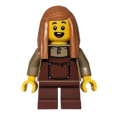 Figurine Kid, Dark Tan Torso, Reddish Brown Apron, Medium Nougat Hair du set 910049