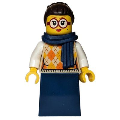 Figurine Woman, Tan Torso, Dark Blue Dress, Dark Brown Hair, Dark Blue Scarf du set 910049