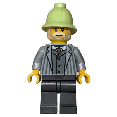 Figurine Man, Light Bluish Grey Torso, Pearl Titanium Legs, Yellowish Green Helmet du set 910049