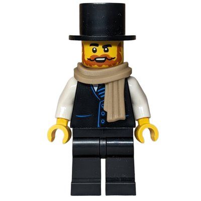 Figurine Man, Black Suit, Top Hat, Dark Tan Scarf du set 910049