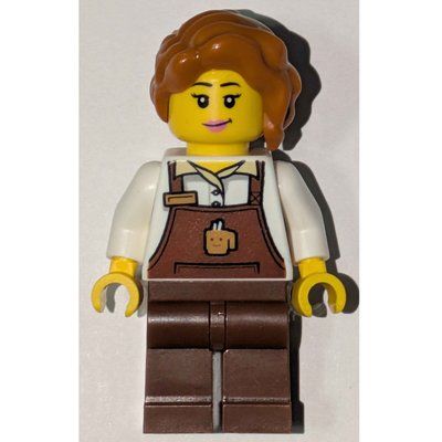 Figurine Barista, Reddish Brown Apron, Dark Orange Hair du set 40776