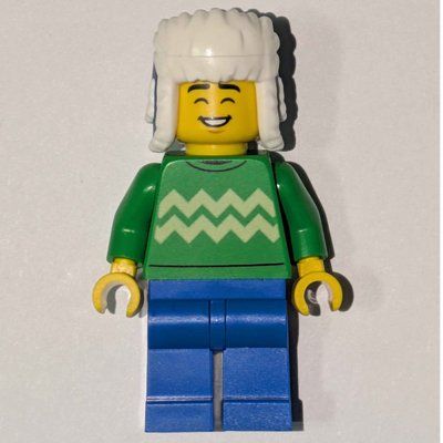 Figurine Man, Bright Green Torso, Blue Legs, Dark Blue Ushanka du set 40776