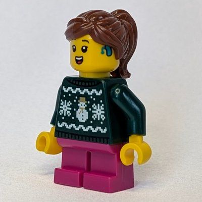 Figurine Kid, Dark Green Torso, Dark Pink Legs, Reddish Brown Hair du set 40778