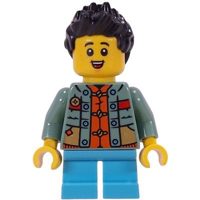 Figurine Kid, Sand Green Torso, Medium Azure Legs, Black Hair du set 80118