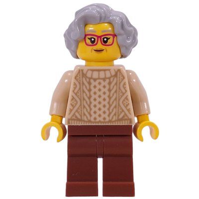 Figurine Grandma, Tan Torso, Reddish Brown Legs, Light Bluish Grey du set 80118