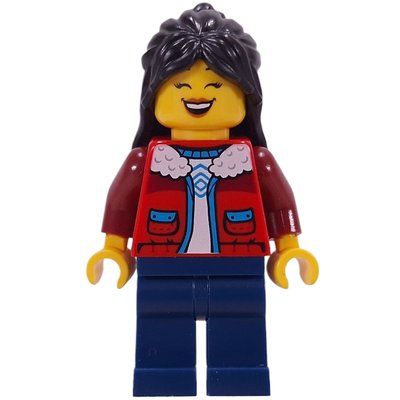 Figurine Mom, Red Torso, Dark Blue Legs, Black Hair du set 80118