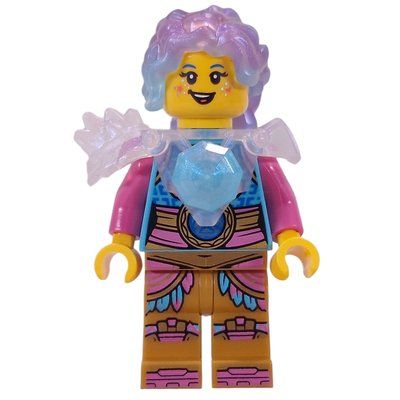 Minifiguur Izzie, Opal Trans-Clear Shoulder Armor, Crystal uit set 71515