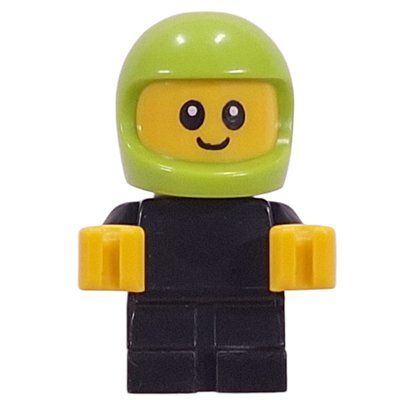 Minifigure Baby, Racer, Black Body, Lime Helmet from set 60484