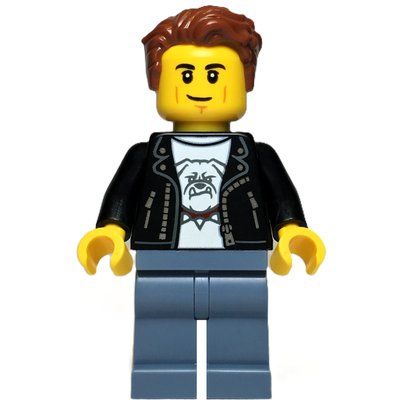 Figurine Man, Black Leather Jacket, Sand Blue Legs, Reddish Brown Hair du set 60485