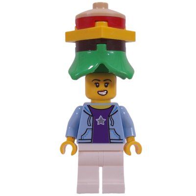 Minifigura Bright Light Blue Torso, White Legs, Hamburger Hat del set 40913