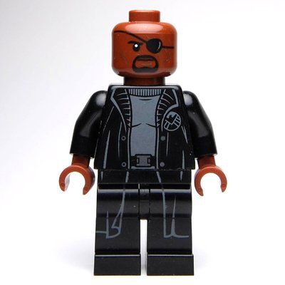 Figurine Nick Fury in Long Black Coat Over Gray Sweater, No Line on Hips du set 76216