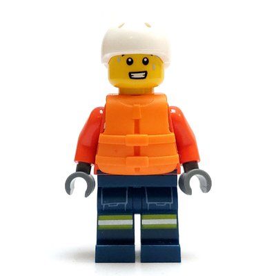 Figurine Lifeguard, Reddish Brown Torso, Dark Blue Legs, Dark Brown Hair, Life Vest du set 60505