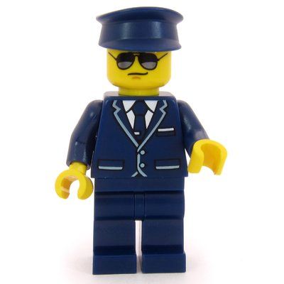 Minifigure Pilot, Dark Blue Suit, Cap from set 60502