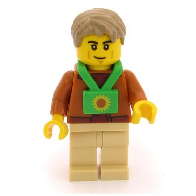Minifigure Passenger, Dark Orange Torso, Tan Legs, Dark Tan Hair, Sunflower Lanyard from set 60502