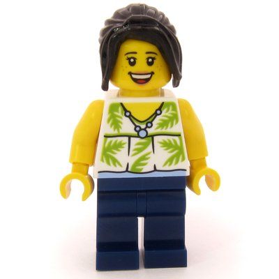 Minifigure Passenger, White Torso, Dark Blue Legs, Black Hair from set 60502