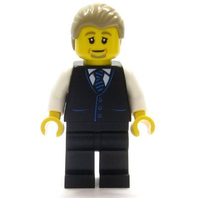 Minifigure Air Traffic Controller, Black Suit, Dark Tan Hair from set 60502