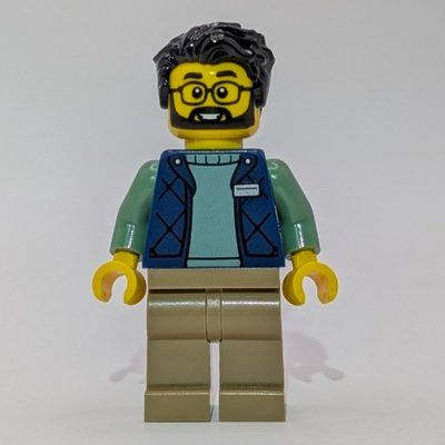 Figurine LEGO Employee, Dark Blue Torso, Dark Tan Legs, Black Hair du set 60500