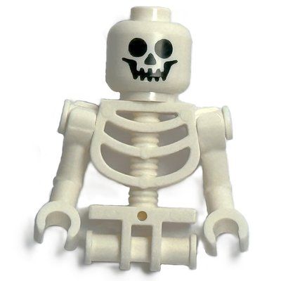 Minifigura Skeleton, Standard Face, Bent Arms, Vertical Hand Clips, 78132 Torso, No Legs del set 21363