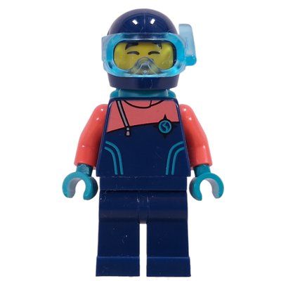 Minifigure Arctic Explorer, Dark Blue Wetsuit, Helmet, Dark Turquoise Airtanks del set 45203