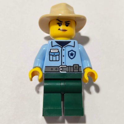Figurine Ranger, Bright Light Blue Torso, Dark Green Legs, Fedora, Woman du set 910058