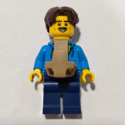 Figurine Dad, Dark Azure Torso, Dark Blue Legs, Dark Brown Hair, Baby Carrier du set 910058