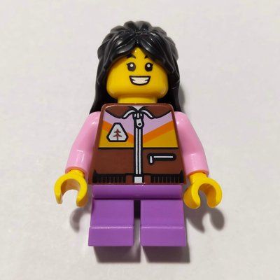 Figurine Kid, Reddish Brown Torso, Medium Lavender Legs, Black Hair du set 910058