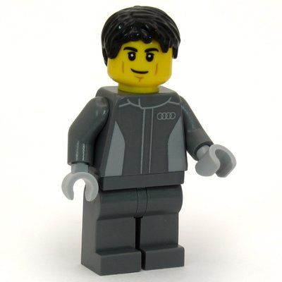 Minifigure Audi Revolut F1 Driver, Black Hair del set 60493