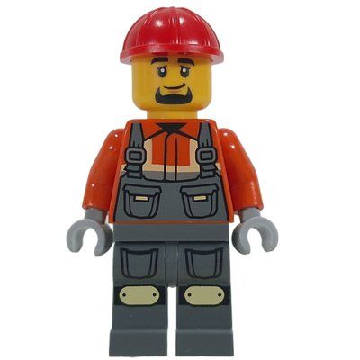 Figurine Construction Worker, Dark Bluish Gray Overalls du set 60480