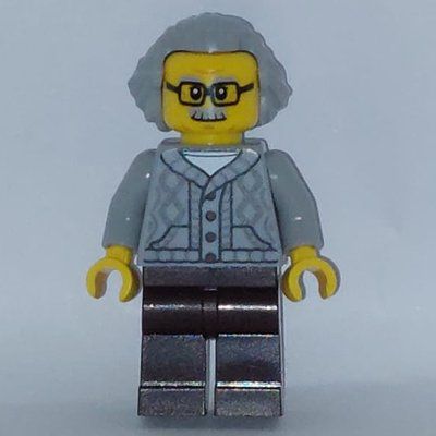 Figurine Man, Light Bluish Gray Cardigan, Dark Brown Legs, Light Bluish Gray Hair du set 60511