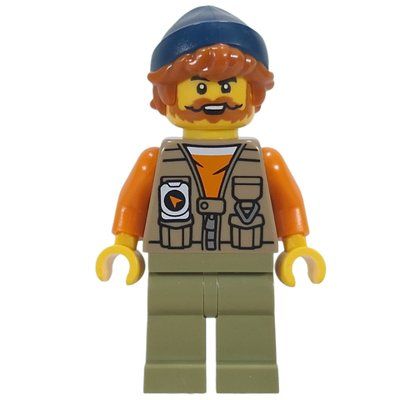 Figurine Fisherman, Dark Tan Vest, Oive Green Legs, Dark Blue Beanie du set 60506