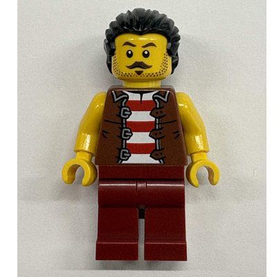 Minifigure Sailor, Dark Red Legs, Black Hair del set 910059