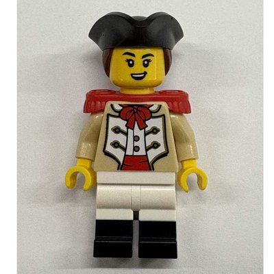 Minifigure Marine, Female, Red Epaulette, Black Tricon del set 910059