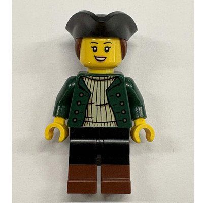 Minifigure Boatswain, Dark Green Torso, Black Legs, Black Tricorn del set 910059