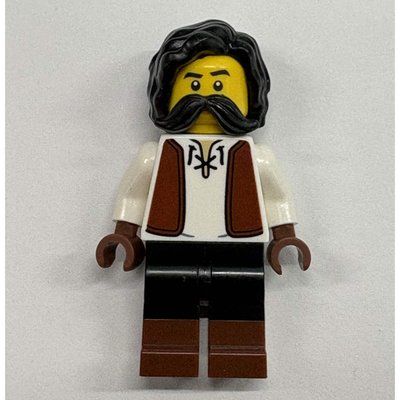 Minifigure Sailmaker, White Torso, Black Legs, Black Hair del set 910059