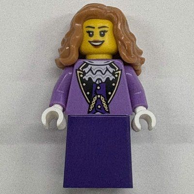 Minifigure Captain's Daughter, Medium Lavender Torso, Dark Purple Dress, Medium Nougat Hair del set 910059