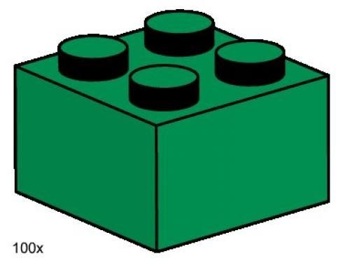 LEGO 3456 2 x 2 Dark Green Bricks