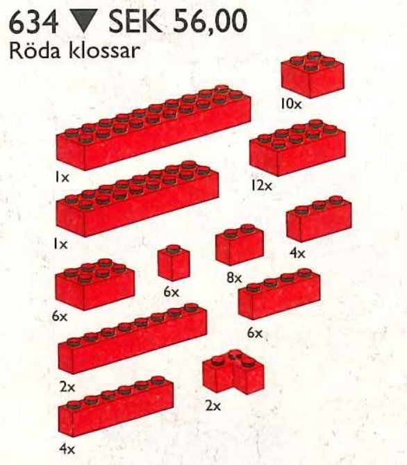 LEGO 634 Extra Bricks in Red