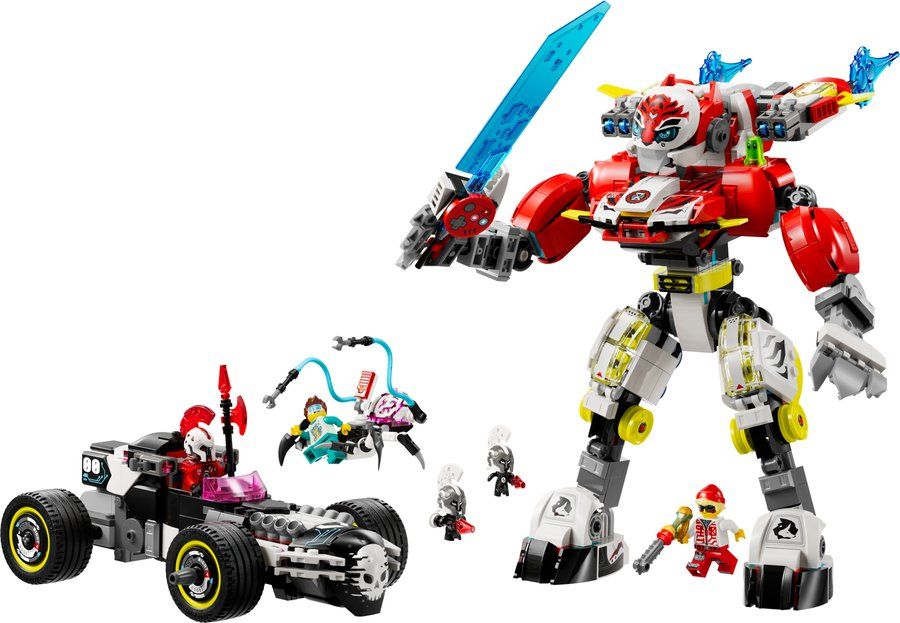LEGO 71497 Cooper's Tiger Mech & Zero's Hot Rod Car