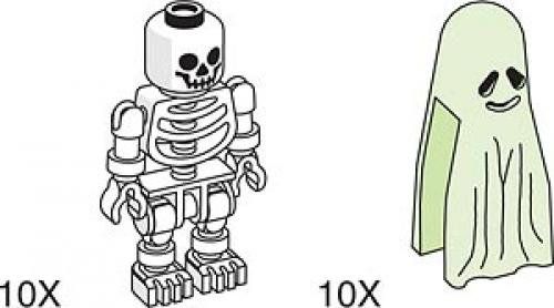 LEGO 970661 Skeleton and Ghost for Amusement Park Set