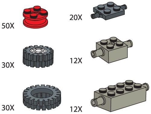 LEGO 970684 Wheels (Tires hubs axle plates and bricks)